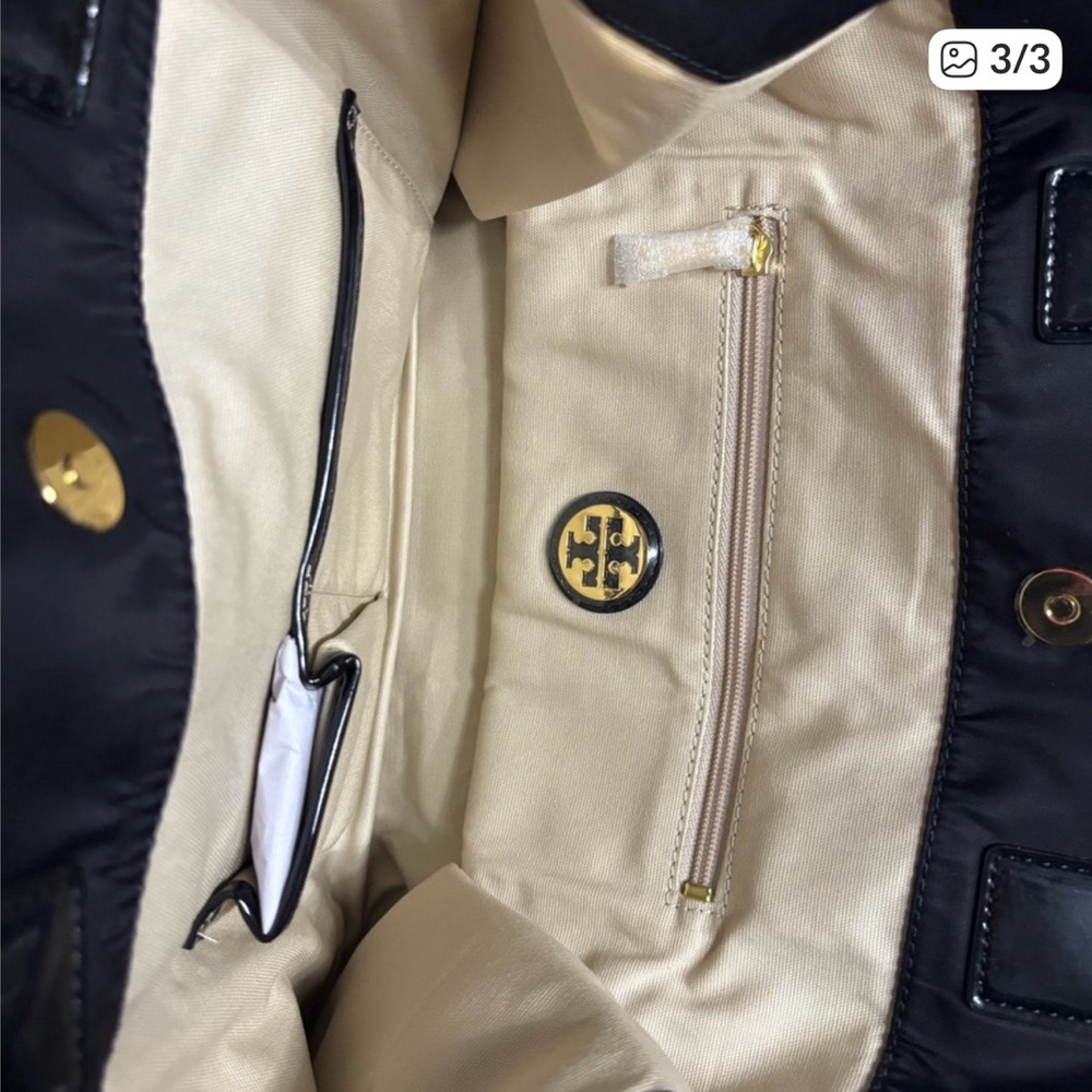 Tory Burch Small Elle Black and Beige Interior Handbag - Picture 3 of 3